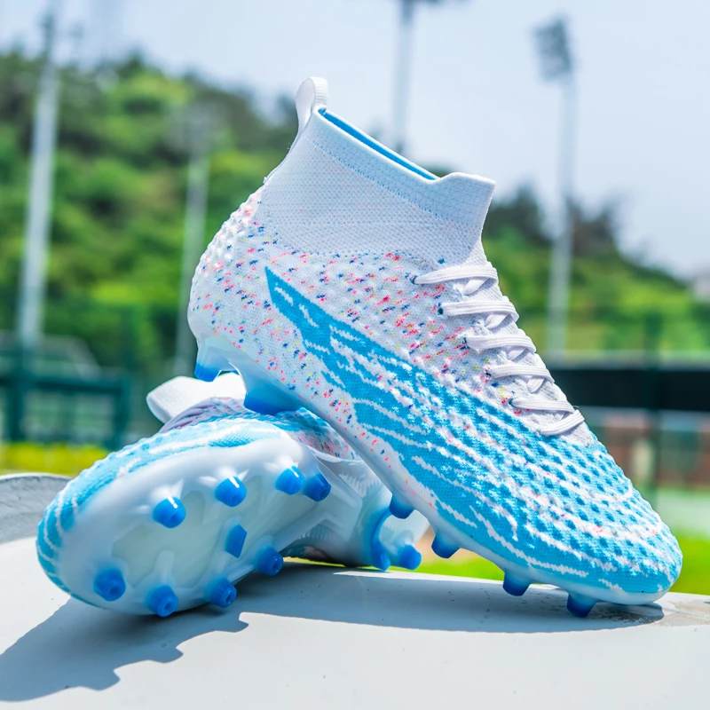 

2024 Men's Soccer Shoes Large Size Ultralight Football Boots Boys Sneakers Non-Slip AG/TF Soccer Cleats Ankle Boots Unisex