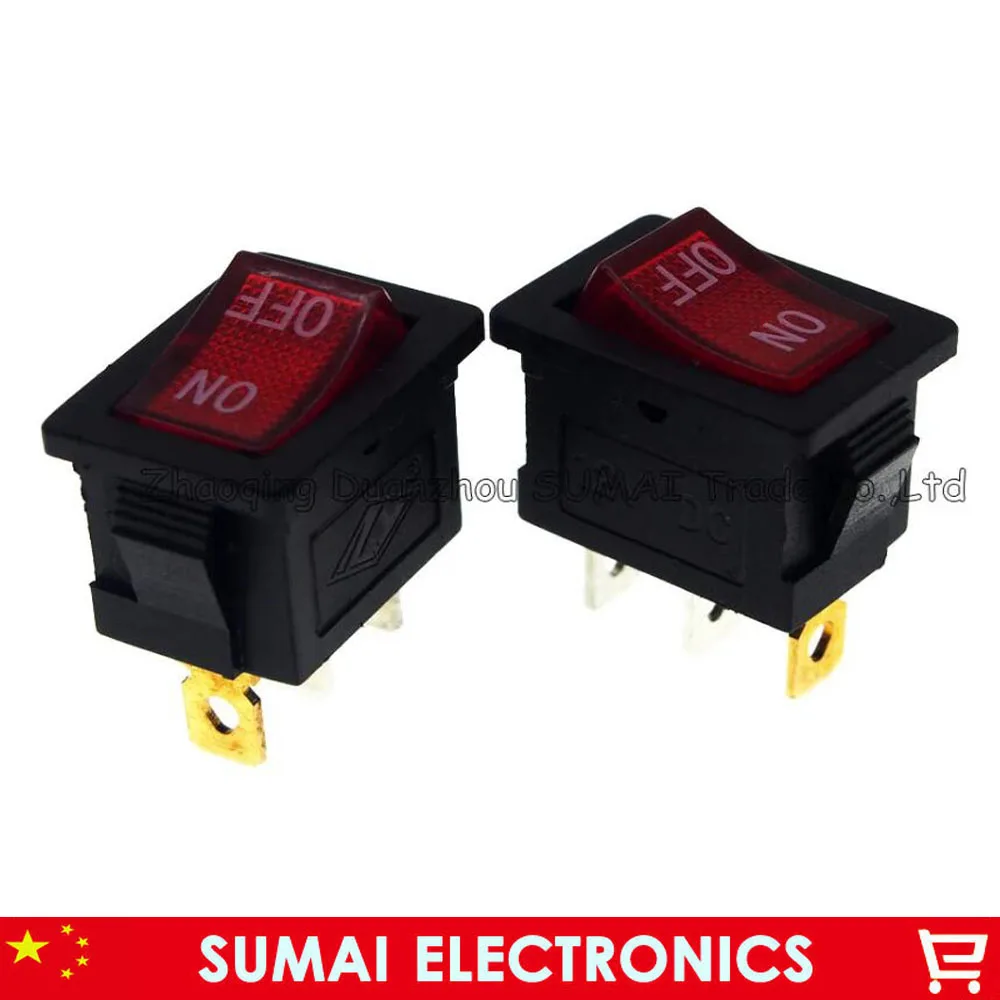 light light OFF/ON 3Pin Boat Car Rocker Switch 12V/24V/250V DC/AC Voltage with red right.