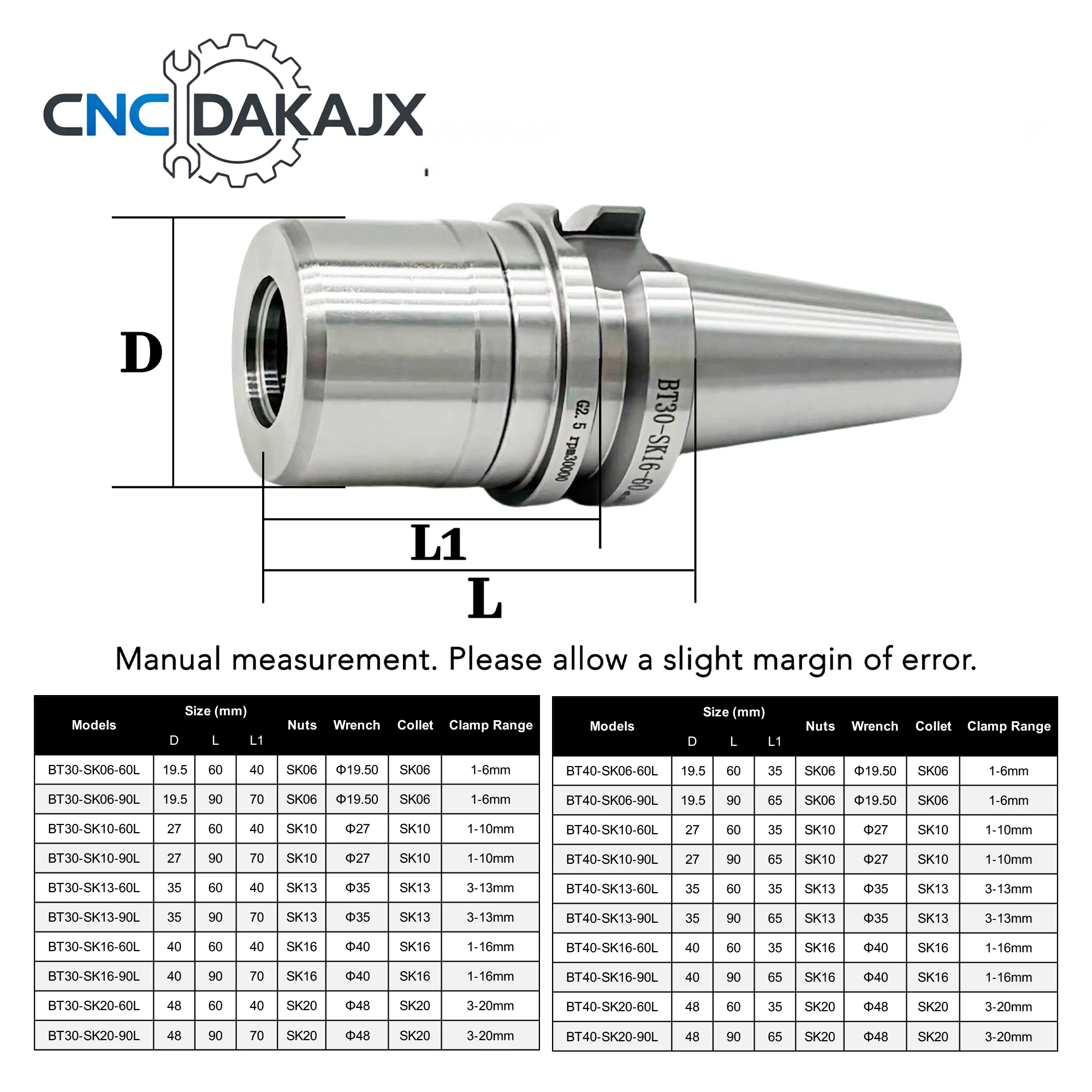 BT30 BT40 SK06 SK10 SK13 SK16 SK20 Tool Holder GSK Collet Chuck For High Speed CNC Milling Machine High Precision Spindle Spare
