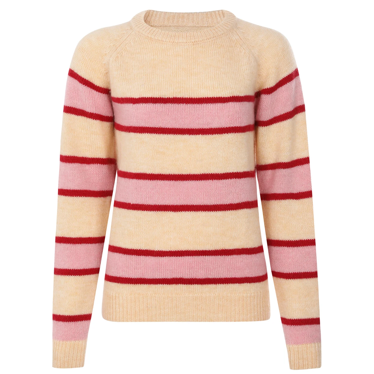 

Высокое качество, весенне-осенний новый женский модный темпераментный светский полосатый вязаный свитер с цветными блоками, топ