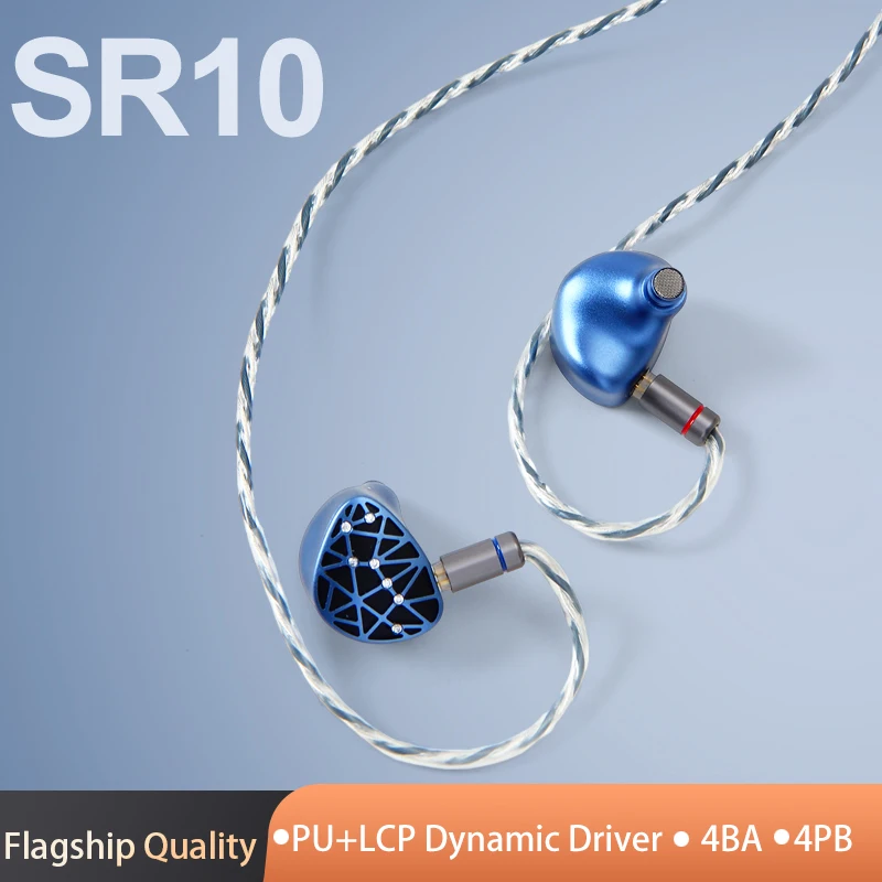 

Новейшие наушники HiFi Sound Rhyme SR10 2DD + 4BA + 4PB с динамическим драйвером, плоские магнитные гибридные наушники-вкладыши, проводная гарнитура