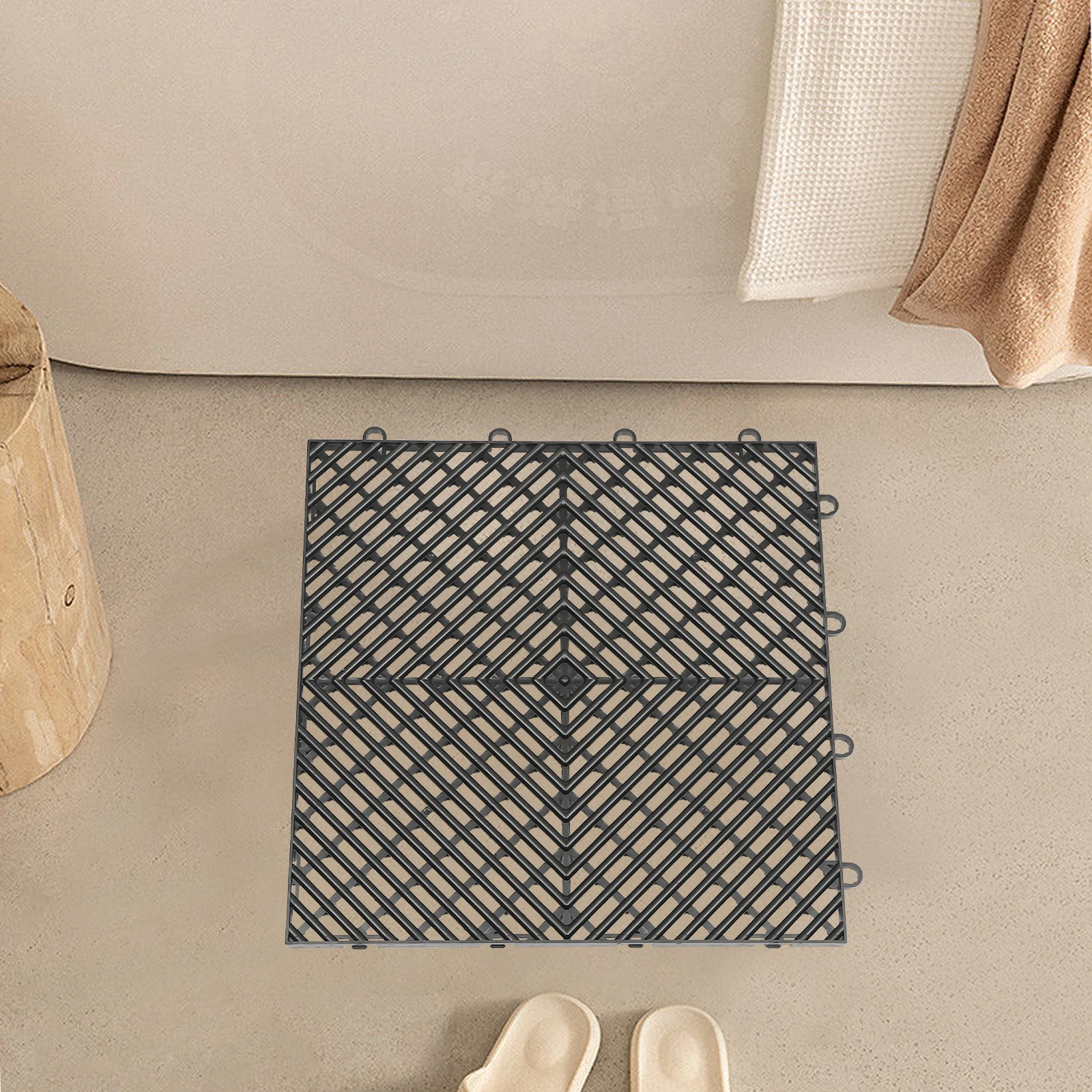 

Tiles Interlocking 55 PCS Black, Drainage Tiles 12x12x0.5 Inches, Deck Tiles Outdoor Floor Tiles, Outdoor Interlocking Tiles