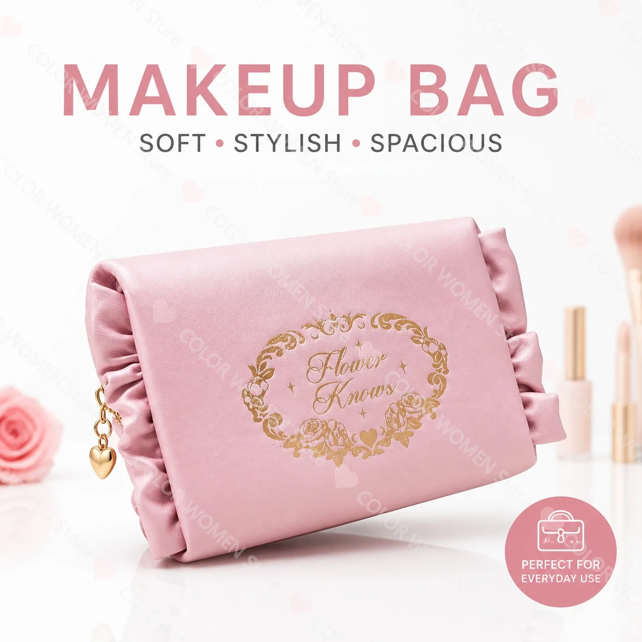 Flower Knows limited Midsummer Night edition pink cosmetic bag large capacity toiletry storage handbag