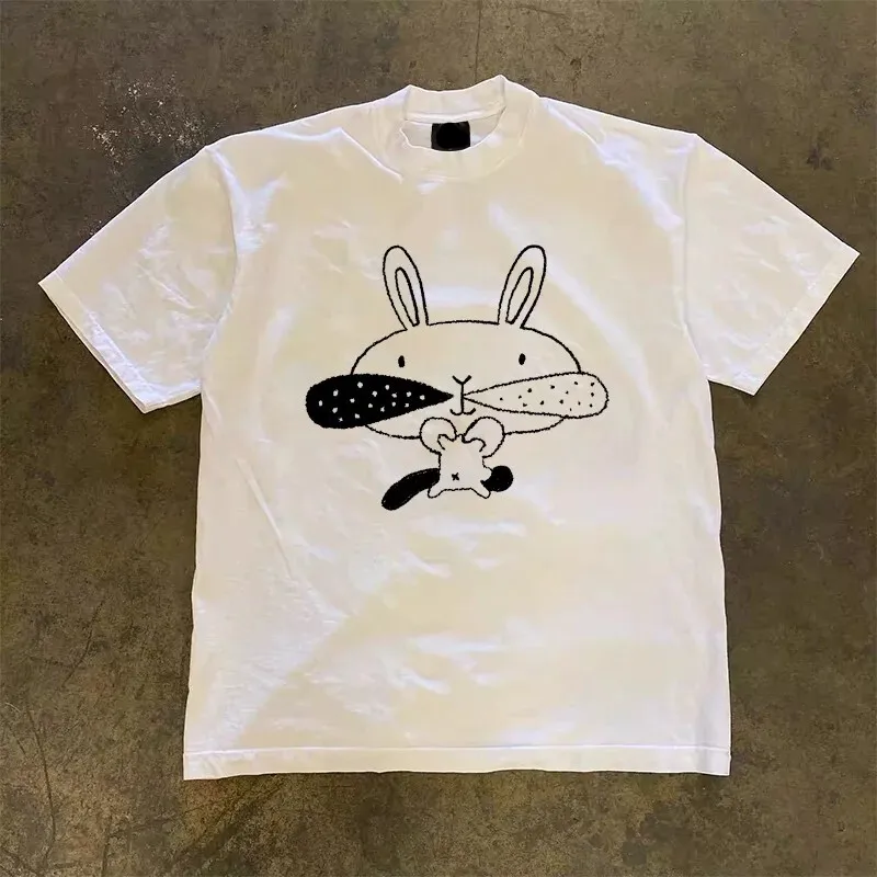 Pure Cotton Double Thread 3A260g Long Ear  American Retro Men's Heavyweight Short Sleeve T-shirt Breathable round Neck Design
