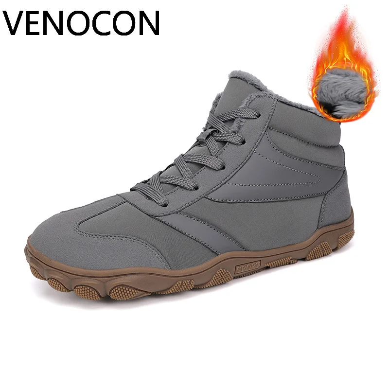VENOCON Barefoot Wide Toe Box Synthetic Upper Short Plush Lining Minimalist Winter Snow Shoes Boots Sneakers For Men Man Woman