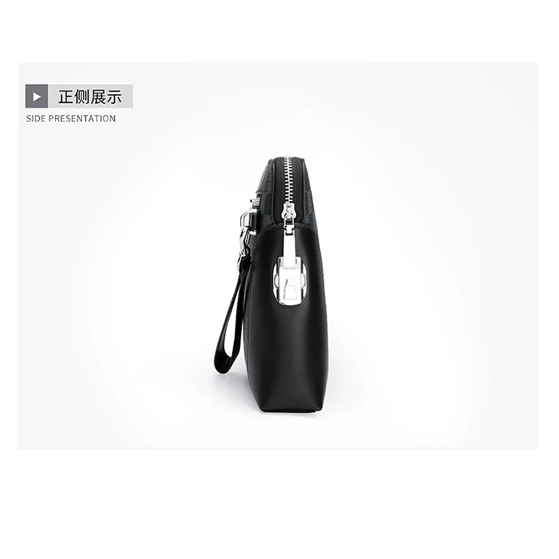 Men's Leather Clutch Bag Soft Cowhide Large Capaci Casual Envelope Bag Plaid Handheld New Sle Busin Casual Handbag