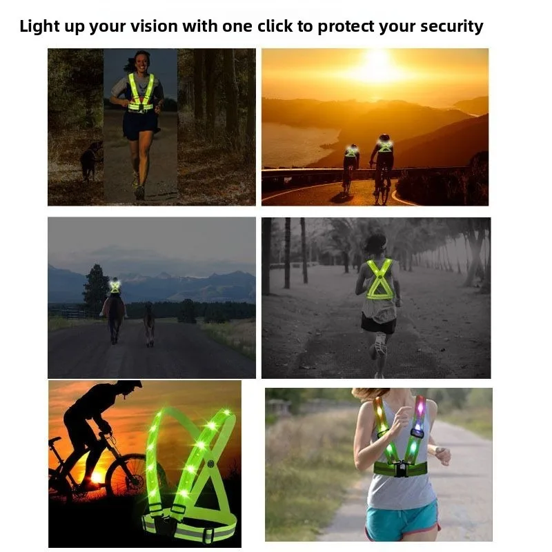 Carregamento usb led light up colete reflexivo segurança sem mangas arnês ciclismo noite correndo trabalho ao ar livre proteção de visibilidade novo