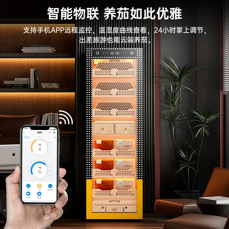 Eggar Dragon 168C Smart Cigar Humidor with Compressor WiFi Control Constant Temp Humidity Cedar Liner Ammonia Removal Cabinet