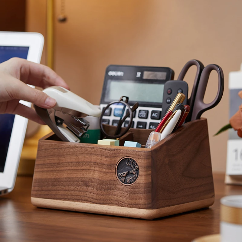 Black Walnut Storage Boxes Wood Living Room Remote Control Storage Office Sundries Organizer Boxes Easy To Take Storage Items