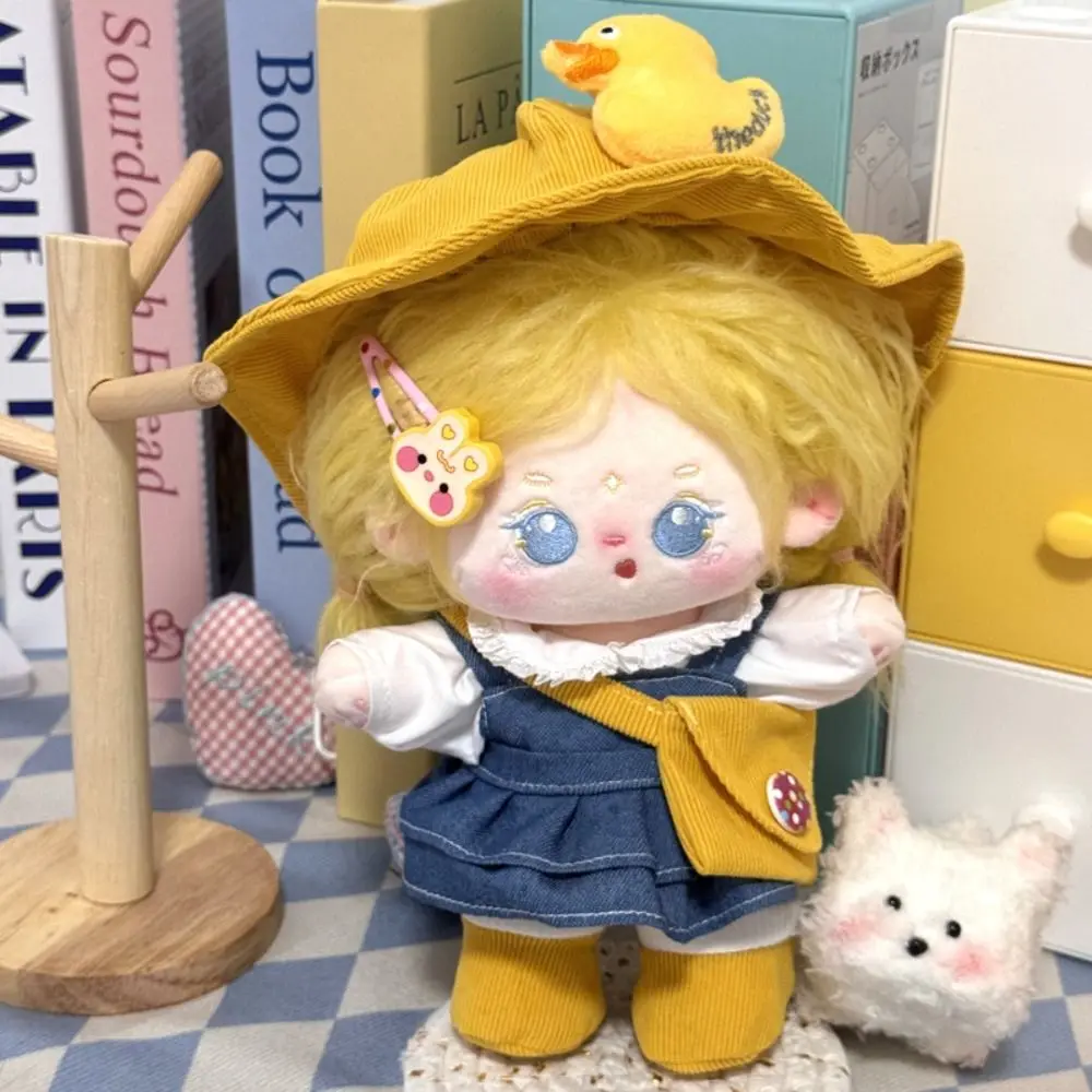 

Yellow Duck Hat 20cm Plush Dolls Dress Set Outfit Cartoon Cotton Doll Clothes Lovely Rabbit Ear Cotton Toys Clothes Idol Dolls