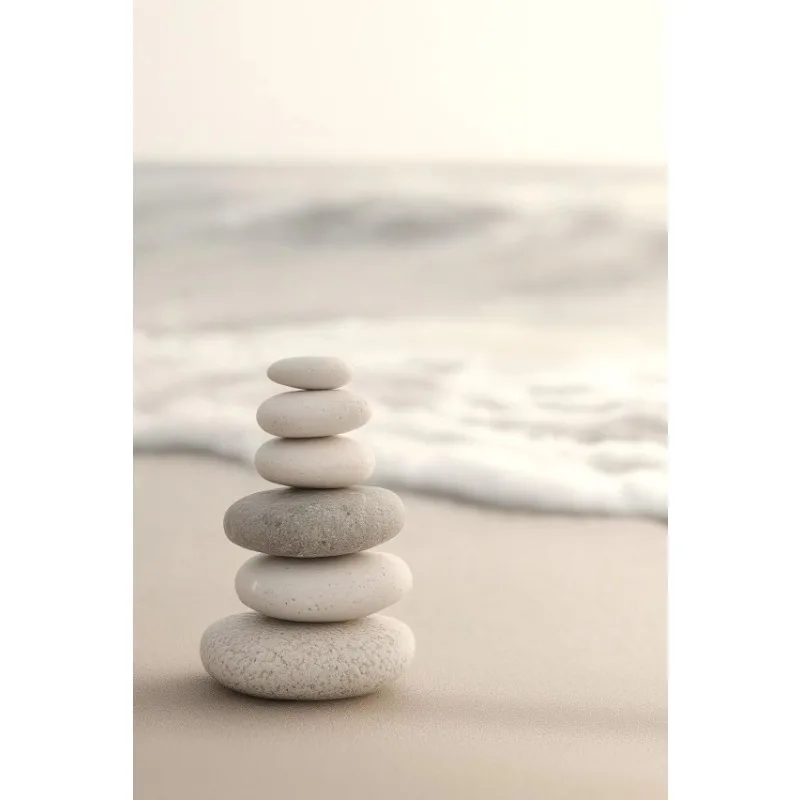 Classic Still Life Took A Seaside Bow – Stream River Stone Pile Frameless Canvas for Home Room Wall Picture Decor Gift
