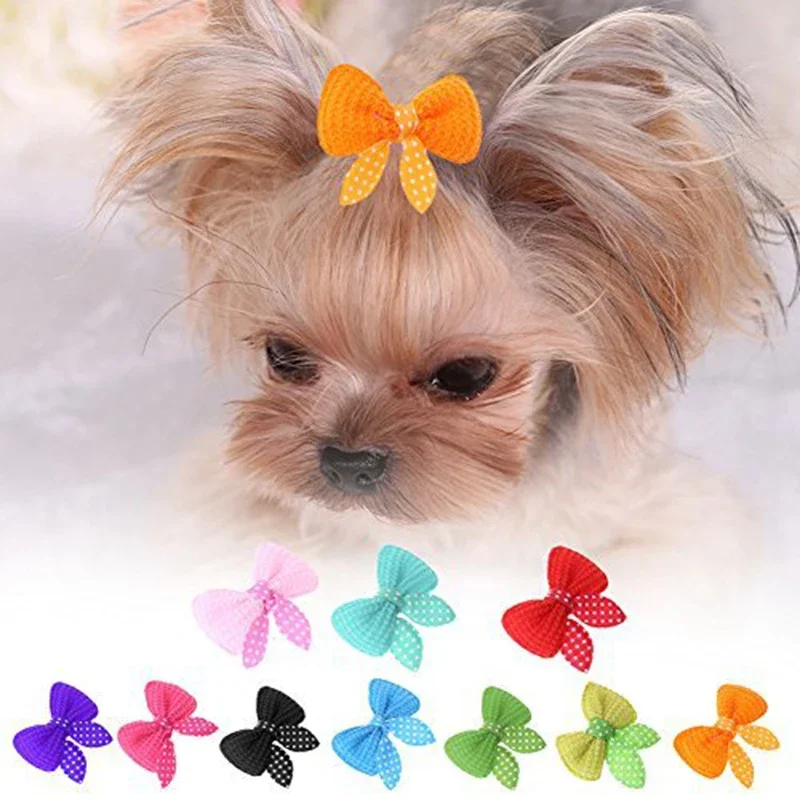 10PCS Kawaii Bow Puppy Cute Dog Hair Decorative Duck Beak Clip Large Bow Party Pet Accessories