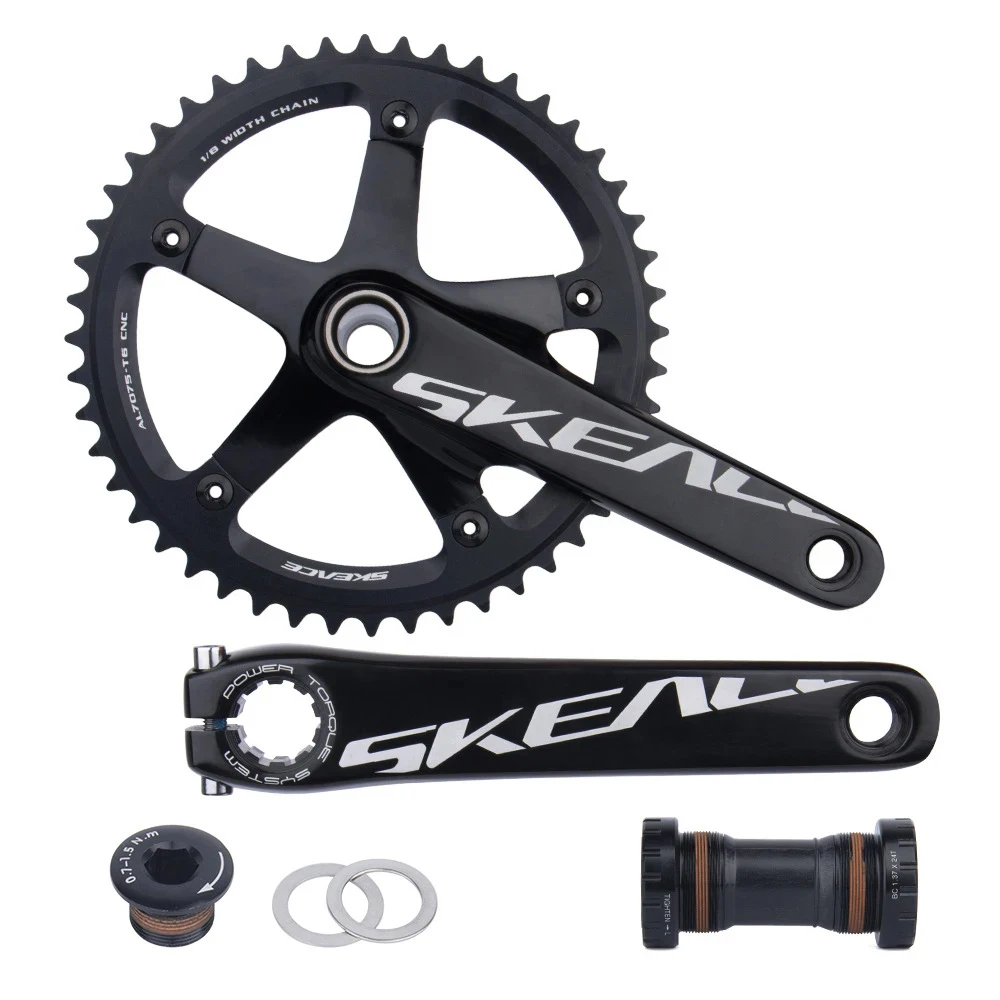 SKEACE 48T 165mm Fixed Gear Crankset Alumniun Alloy Crankset BCD144 Single Speed TRACK BIKE SKE crankset chainwheel including BB