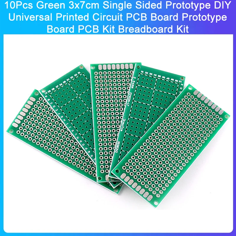 10Pcs Green 3x7cm Single Sided Prototype DIY Universal Printed Circuit PCB Board Prototype Board PCB Kit Breadboard Kit