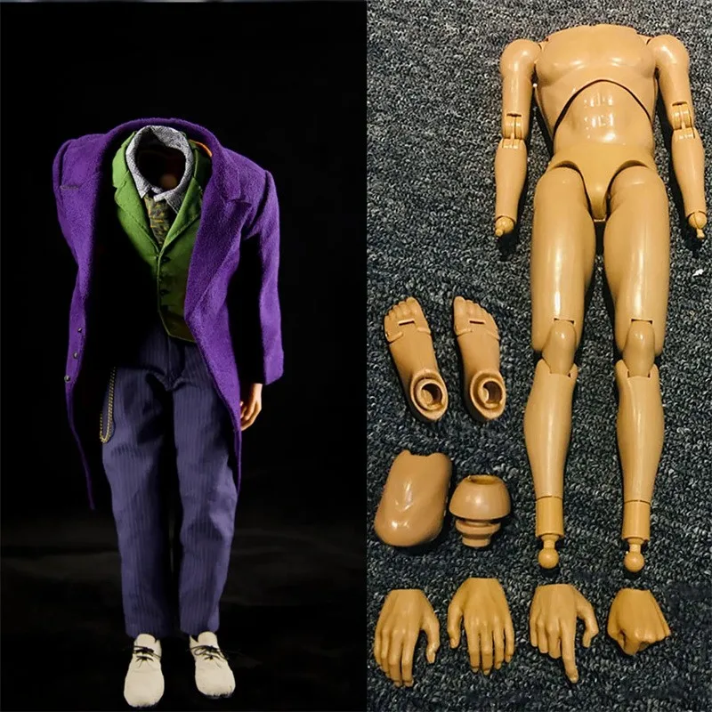 

1/6 Scale Joker Heath Purple Coat Suit Clown Ledger Clothes Accessories Model Fit 12 Inch Male Soldier Action Figure Body Toys