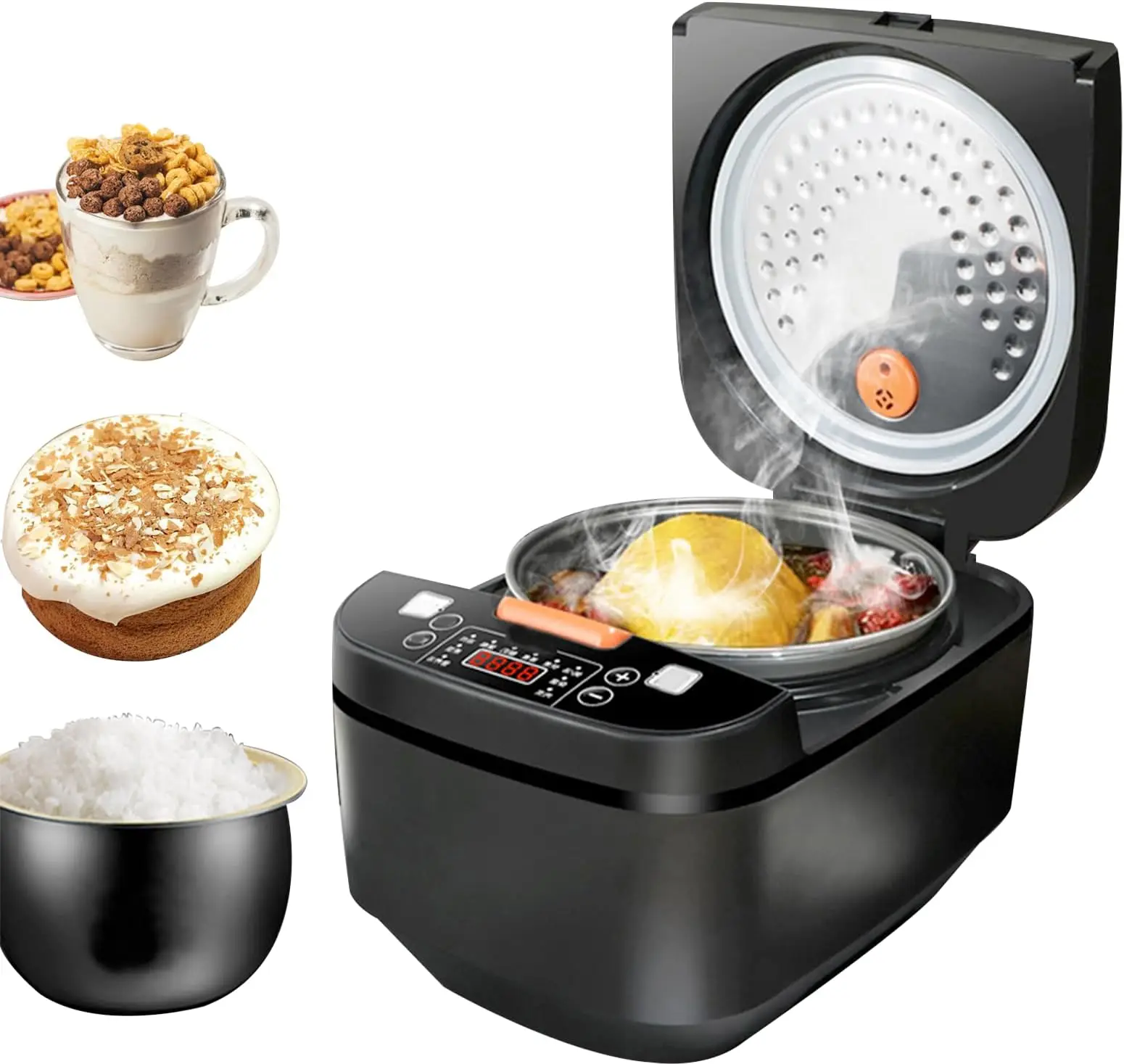 طباخ الأرز الذكي متعدد الوظائف ، سعة كبيرة 5 لتر ، غير لاصق منخفض الكربون ، الحجز الذكي ، 9 خيارات قائمة