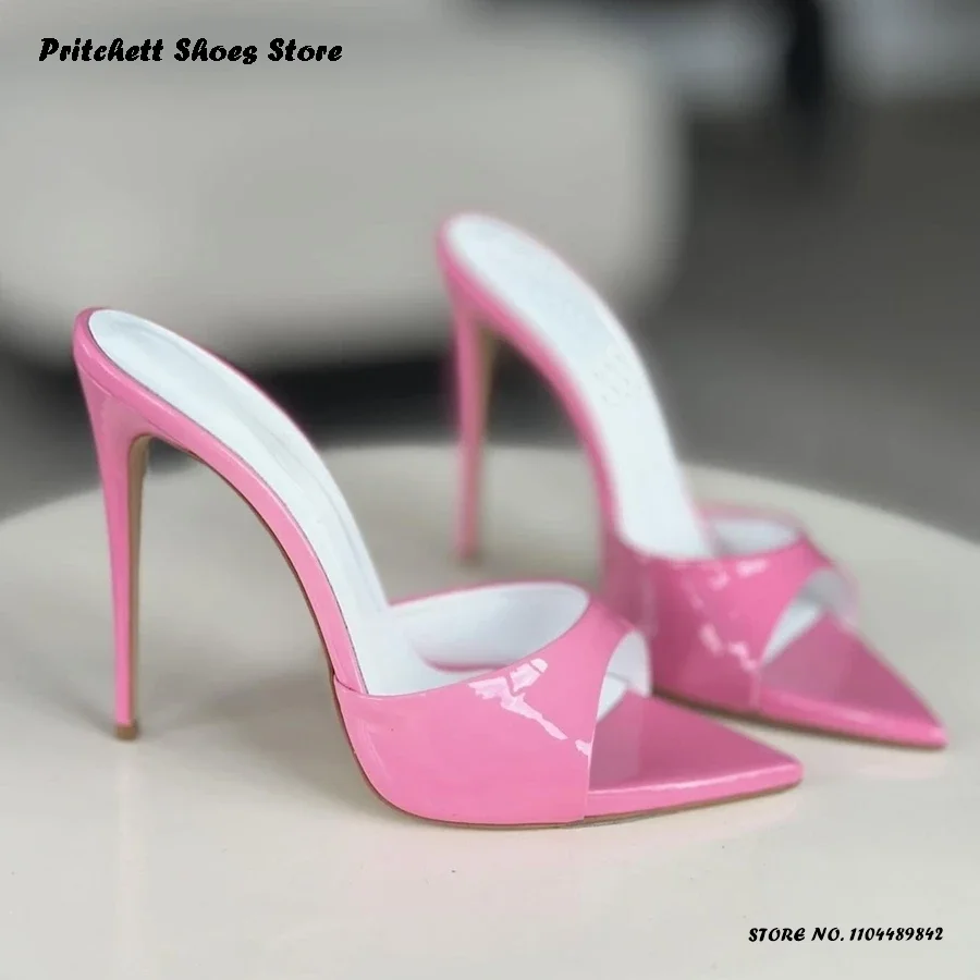 

Женские кожаные сабо ярких цветов с острым открытым носком, туфли на тонком высоком каблуке, весна-лето, сексуальные вечерние современные тапочки