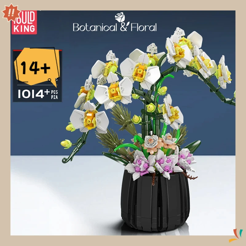 

Mould King 24108 Flower Bouquet Toys The MOC White Orchid Building Block Assembly Decoration Flower Brick Set Kid Christmas Gift