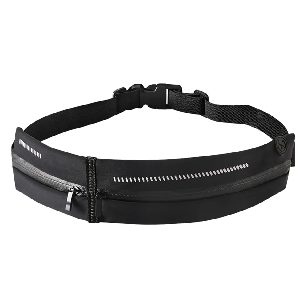 Like Waterproof Sports Waist Bag Belt Multifunctional Fanny Pack Black Cotton Fabric Fitness