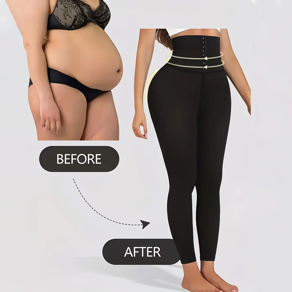 Calça Legging Feminina de Cintura Alta Modeladora com Controle de Barriga e Efeito Levanta Bumbum, Elástica para Yoga, Treino e Esportes, Redutora de Barriga, Tamanhos Grandes