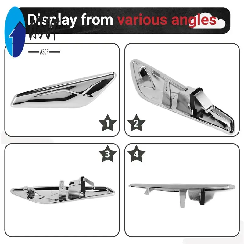 

A30F-For -BMW X3 X4 F25 F26 2013-2017 Front Side Chrome Fender Trim Finisher Marker Turn Signal Light Lamp Cover Trim
