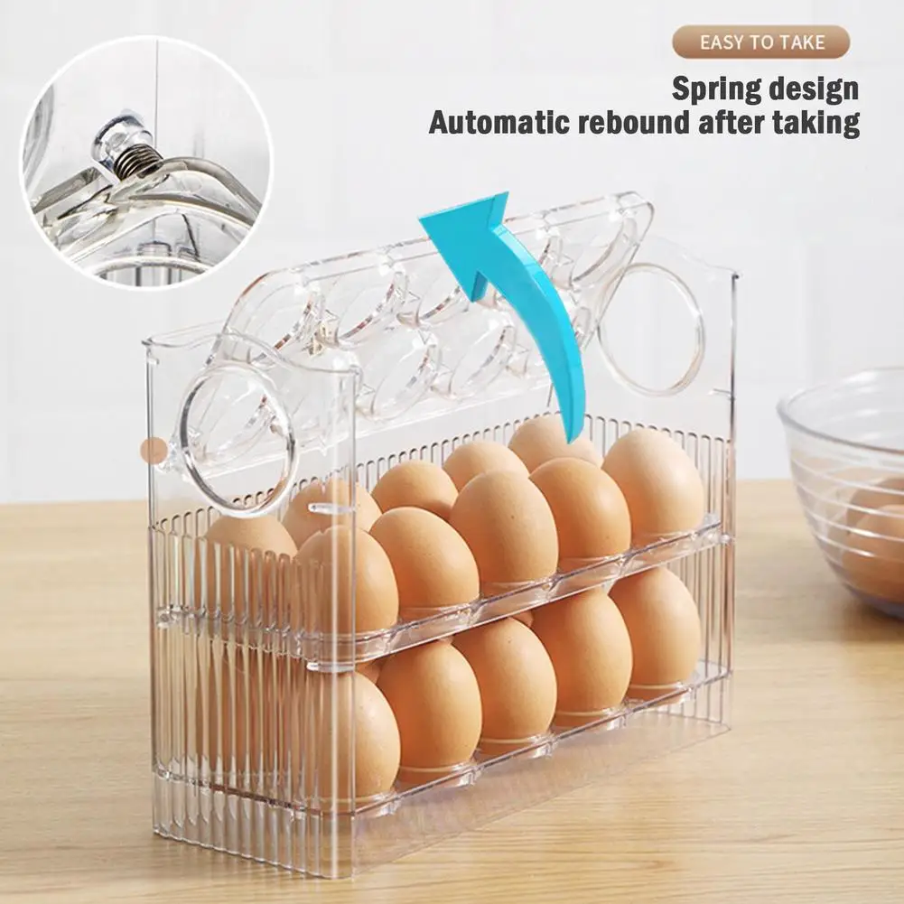 Auto Flip Egg Recipiente De Armazenamento, Suporte De Ovo, Porta Lateral Do Refrigerador Ou Armazenamento De Bancada, 3-Tier Organizer