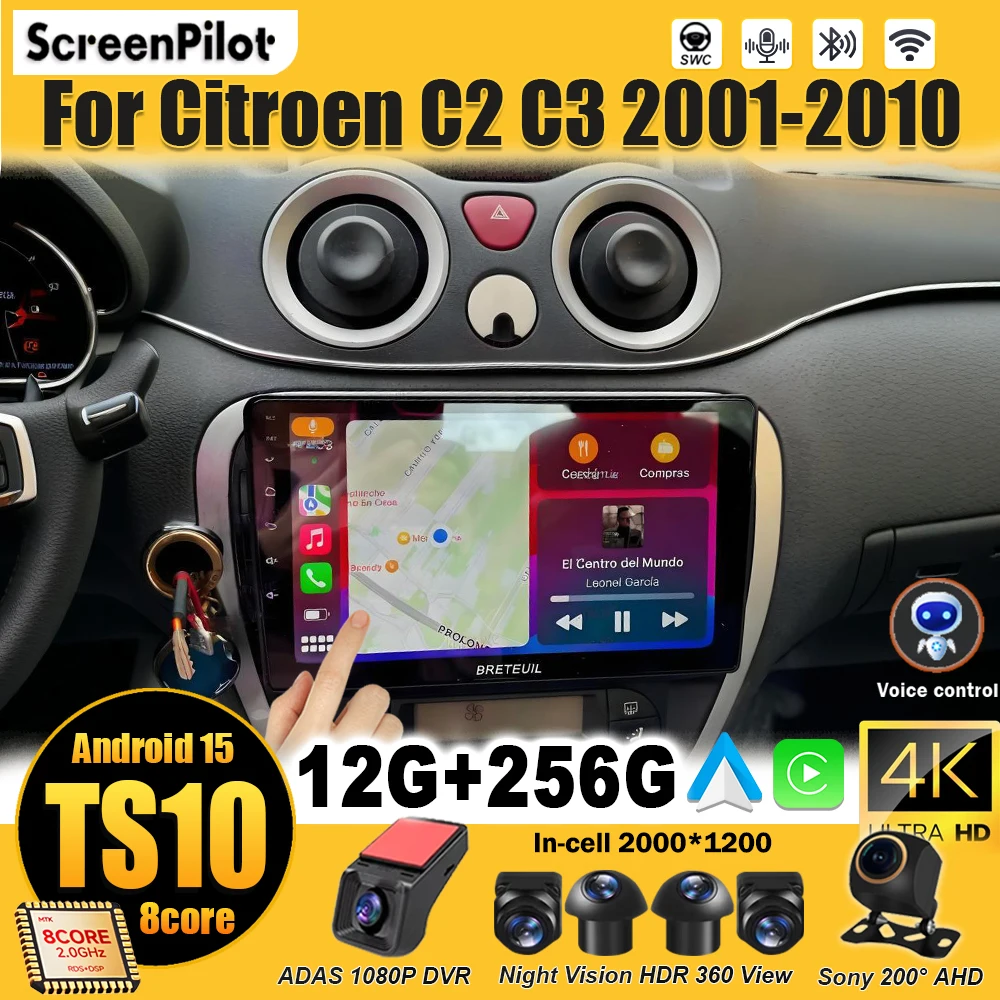 Android 16 For Citroen C2 C3 2001 2002 2003 2004-2010 Car Radio Multimedia Video Player Stereo Head Unit 2 Din Touch Screen