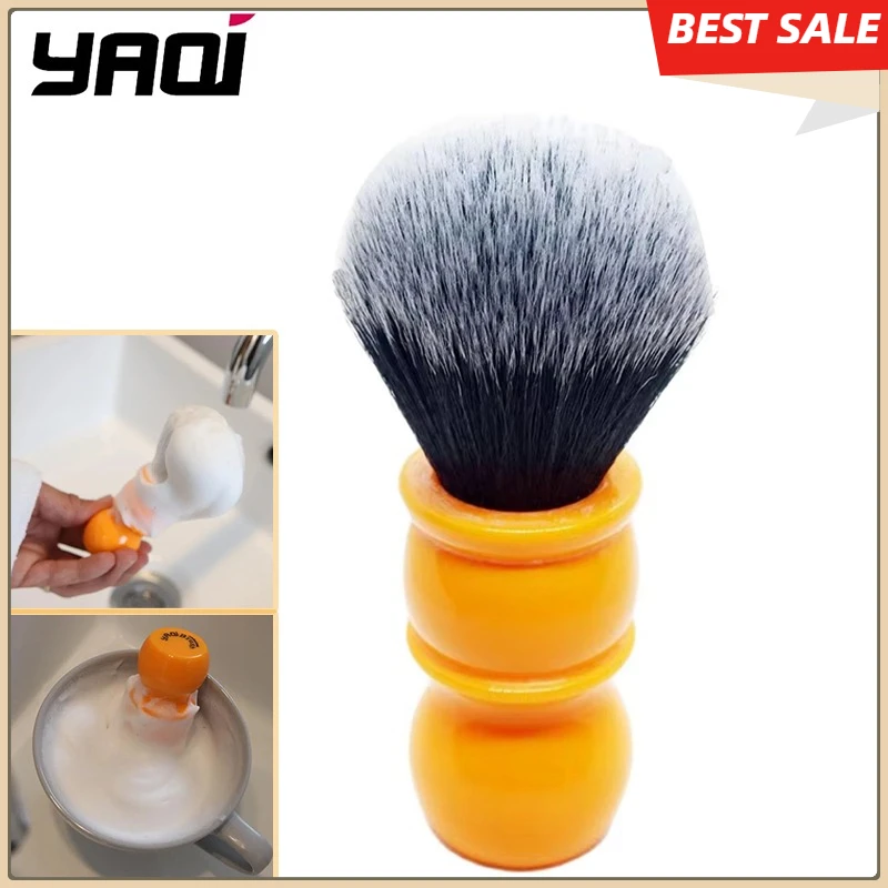 YAQI High Quality Soft 24MM Synthetic Hair Good Tuxedo Knot Orange Handle Shaving Brush For Men Portable Wet Shaving Beard Brush