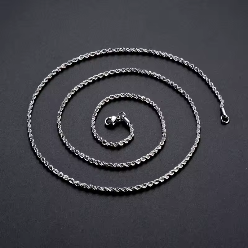 1 piece 925 sterling silver Width 2mm/3mm/4mm Rope Chain Necklace/Bracelet For Men Women Man Fashion Chain Necklace - Image 4