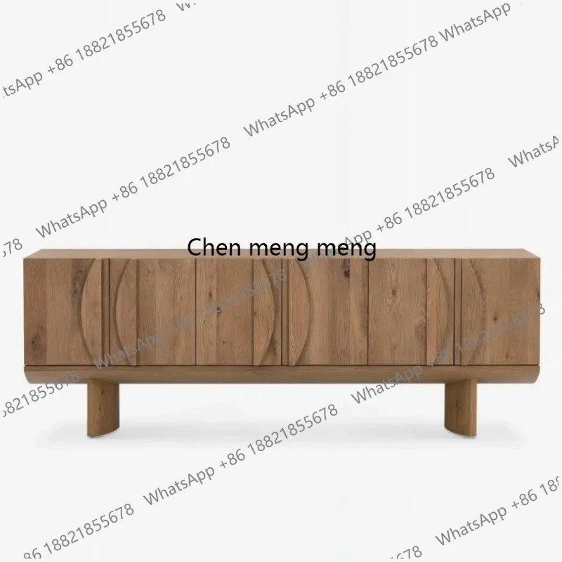 M183 Medieval solid wood TV cabinet, living room against the wall, secret cabinet, wabi sandy wind storage cabinet