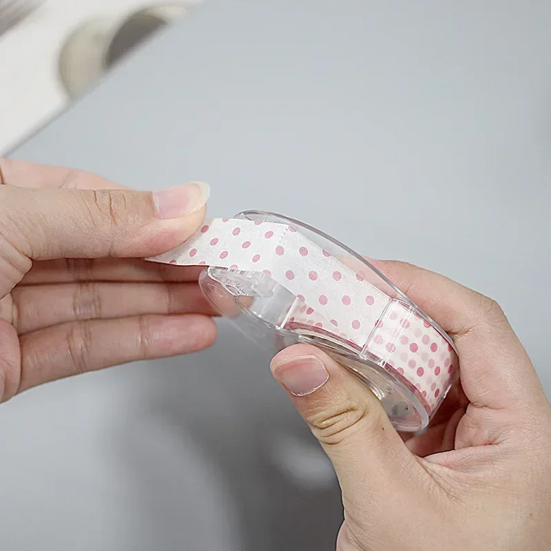 2pcs Mini Transparent Tape Dispenser Small Protable Cut Masking Tape Dispenser Scrapbook Washi Tape Organizer Student