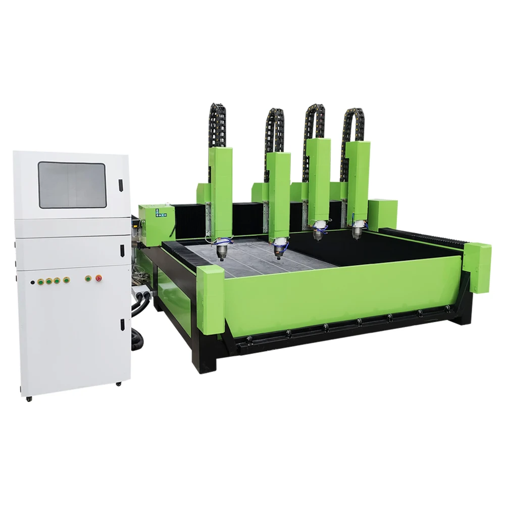 Heavy-duty Four Heads Independent 3/4 Axis Stone Engraver, High-precision Marble Granite Statue Tombstone Engraving