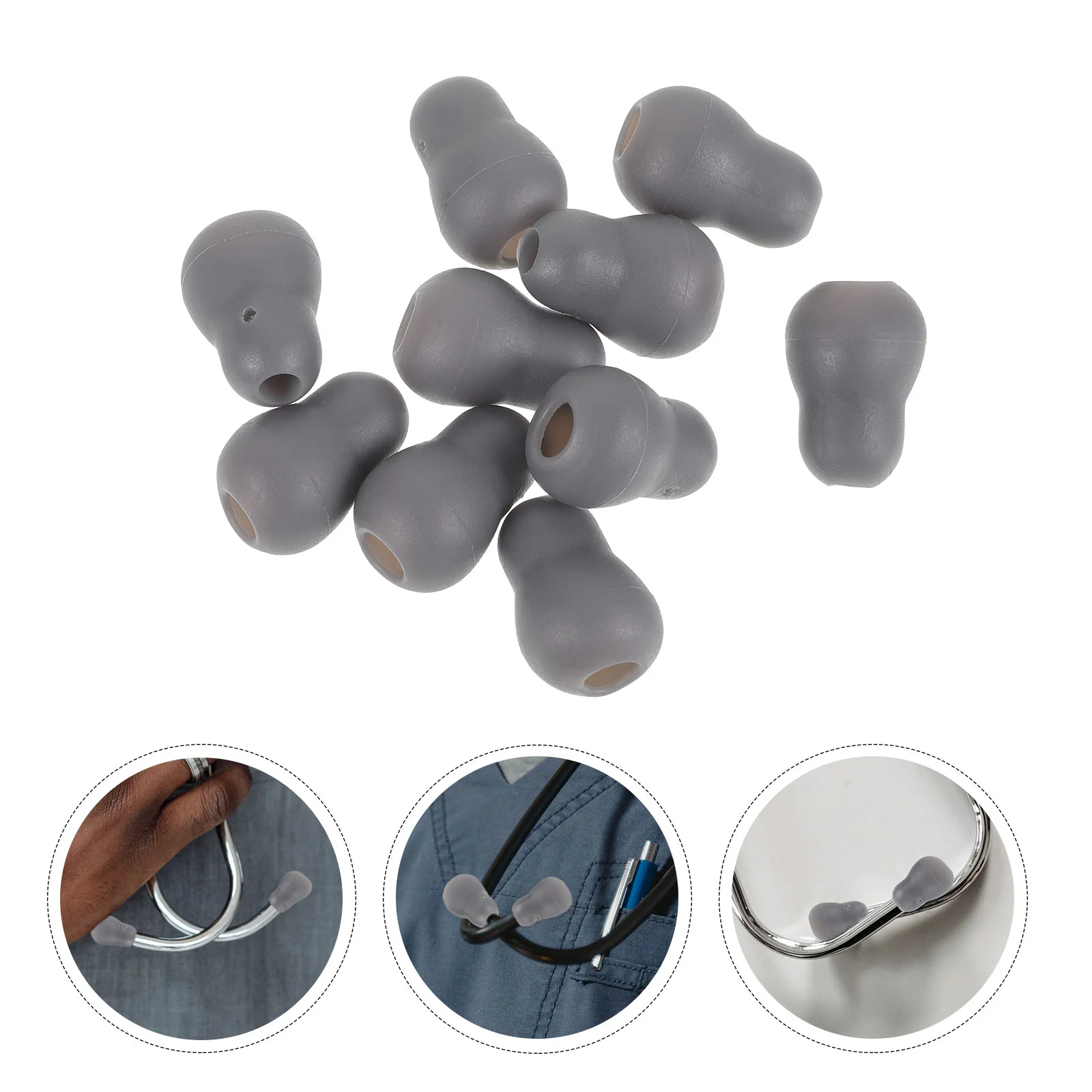 

10 Pcs Stethoscope Earplugs Gourd Soft Accessories Beans 10pcs (grey) Replacement Tips Universal Earbud Pvc Earbuds