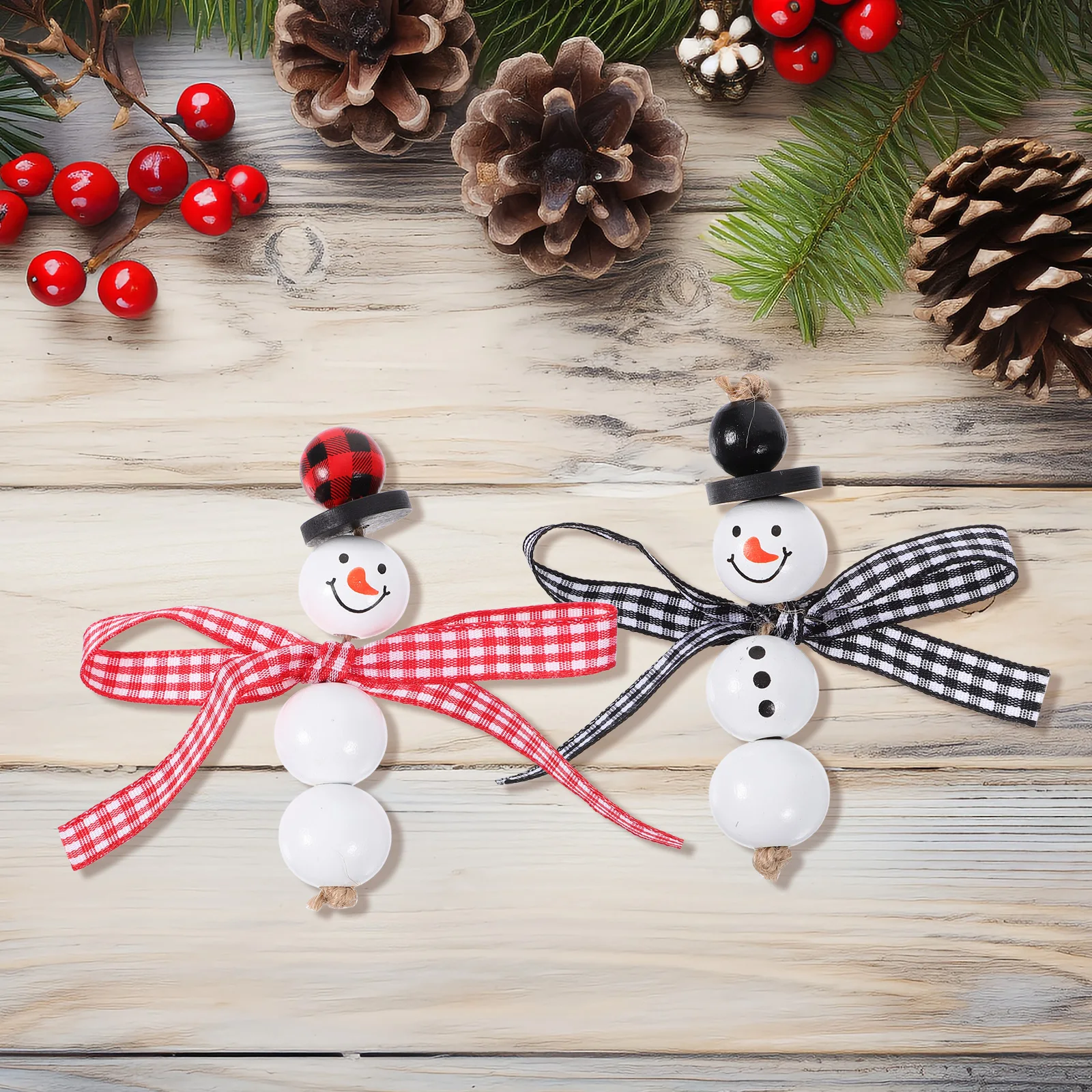 

1 set Christmas Wooden 1 Set Round Wood Beads For Diy Crafts Garland Making Xmas Diy Beads Wedding Decorations Handmade Gift