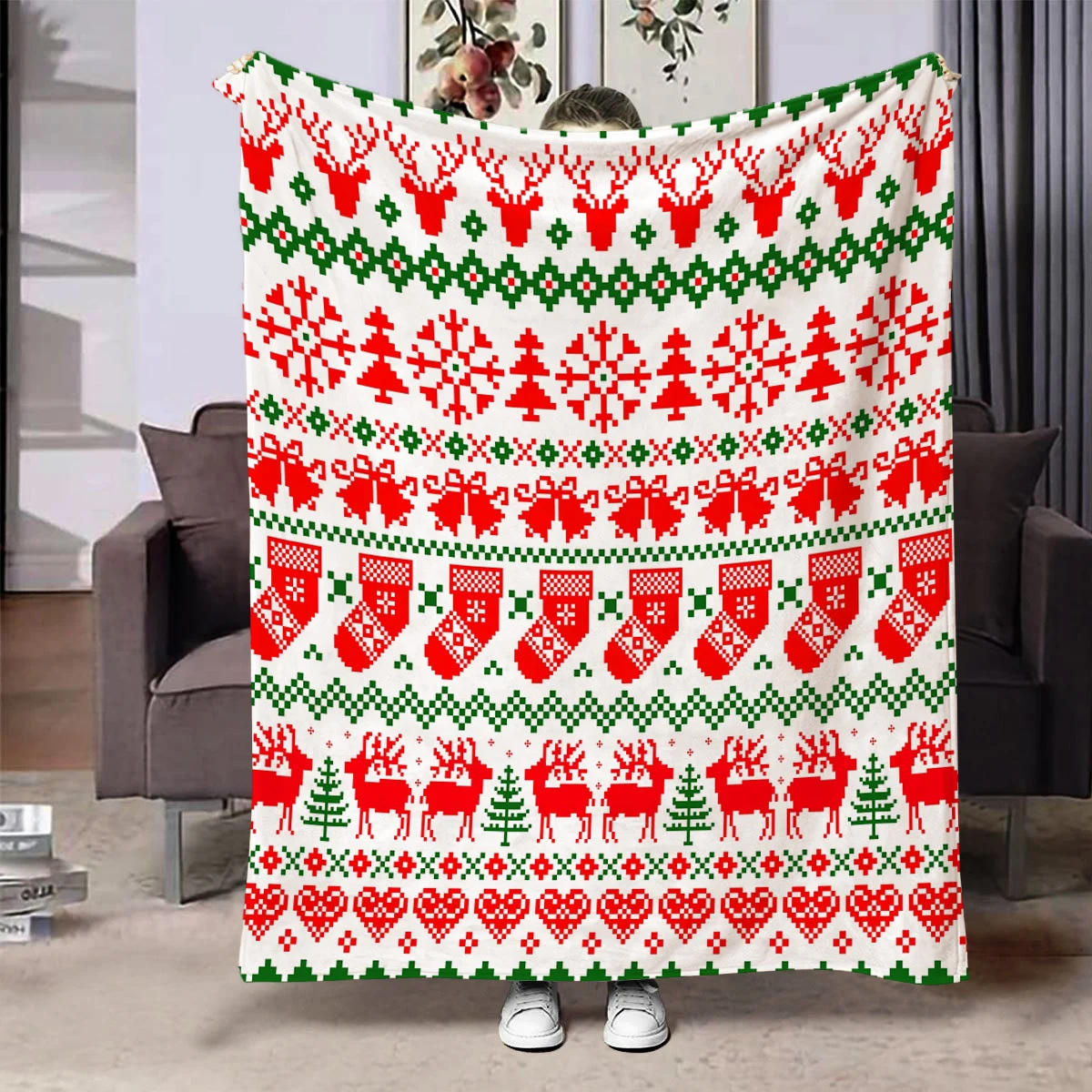 

Christmas Creative Throw Blanket Flannel Print Blanket Super Soft Cozy Sofa Nap Blanket Home Blanket Perfect Home Gift for Her
