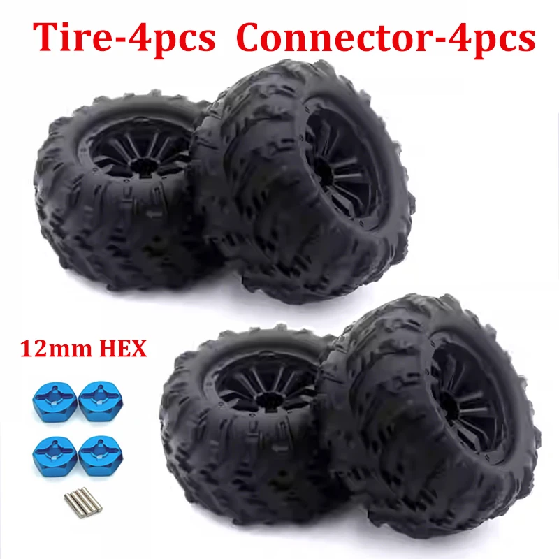 For SCY 16101Pro 16102Pro 16101 16102 1:16 Off Road RC Car RC 6034 Parts 4PCS 12mm Hex Monster Truck Wheel Tires