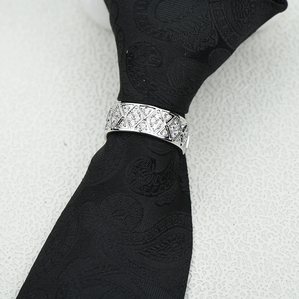 ICEYY pinces à cravate polyvalent losange anneau de cravate pour homme luxe Zircon incrusté boucle anneau de mariage affaires hommes bijoux accessoires