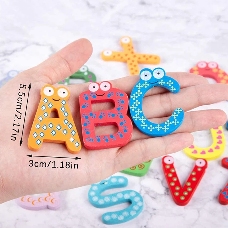 1Set Magnetic Learning Alphabet Letters Fridge Magnets Refrigerator Stickers Home decoration Wooden Educational Kids Toys