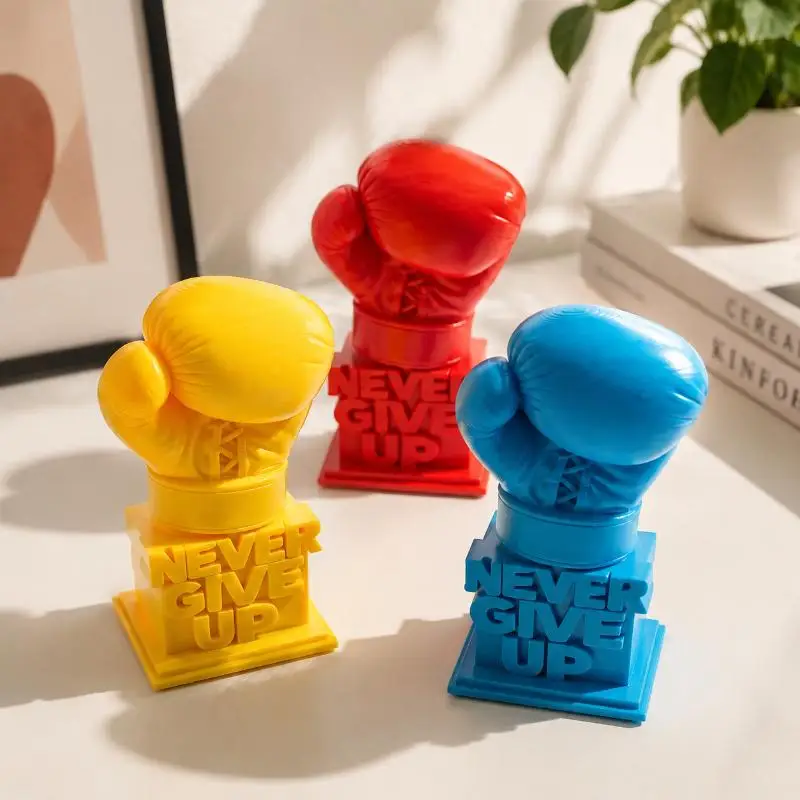 3D Printed Never Give Up Boxing Glove Figurine Inspirational Desk Decor Motivational Sculpture for Office Home Gift Birthday