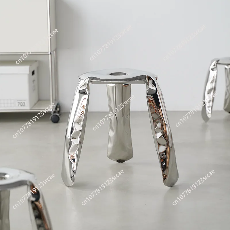 

Stainless steel balloon stool - artistic design, metal tripod shoe changing stool, home round stool