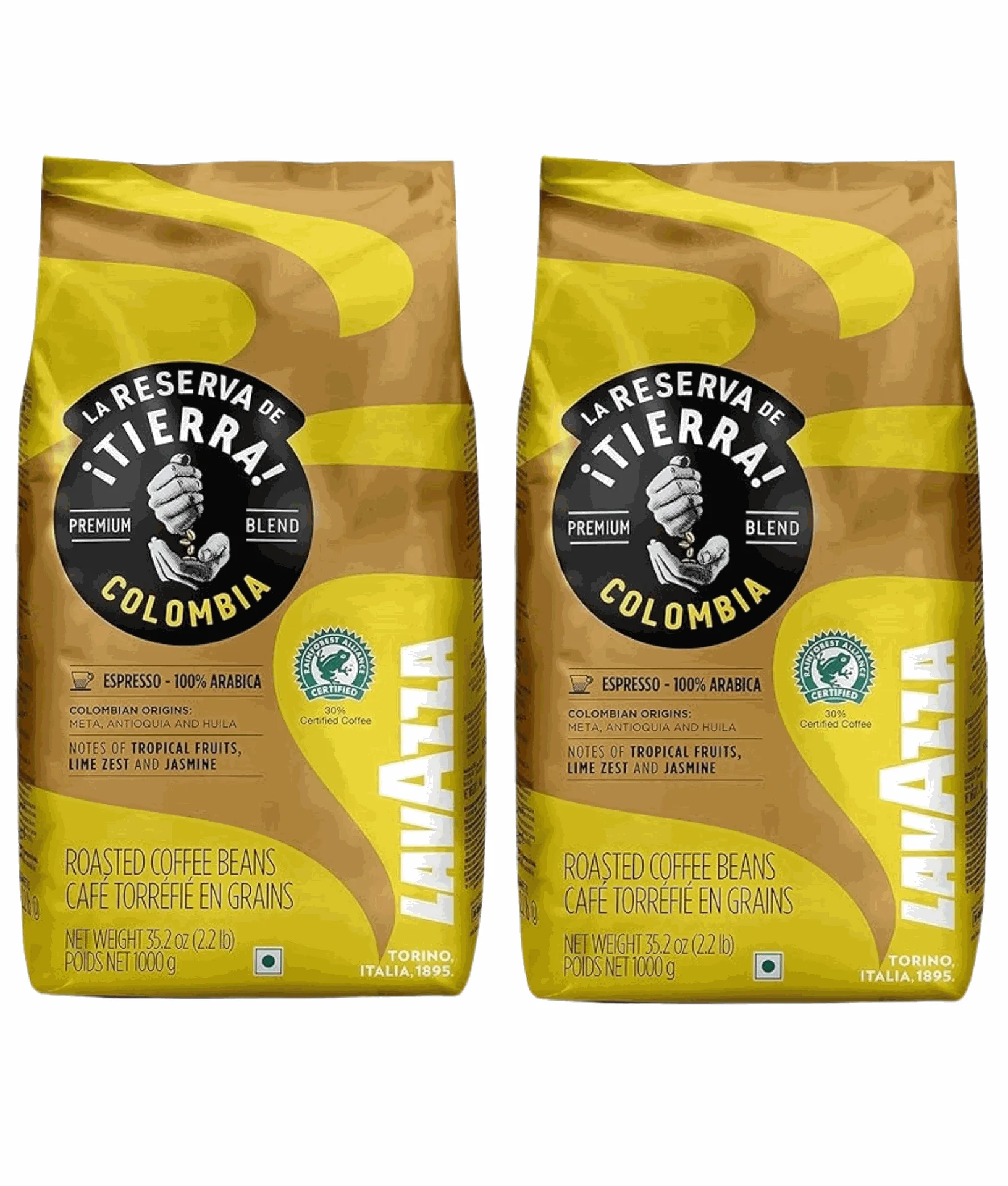zestaw Lavazza Tierra Colombia kawa ziarnista arabica 1kg x2