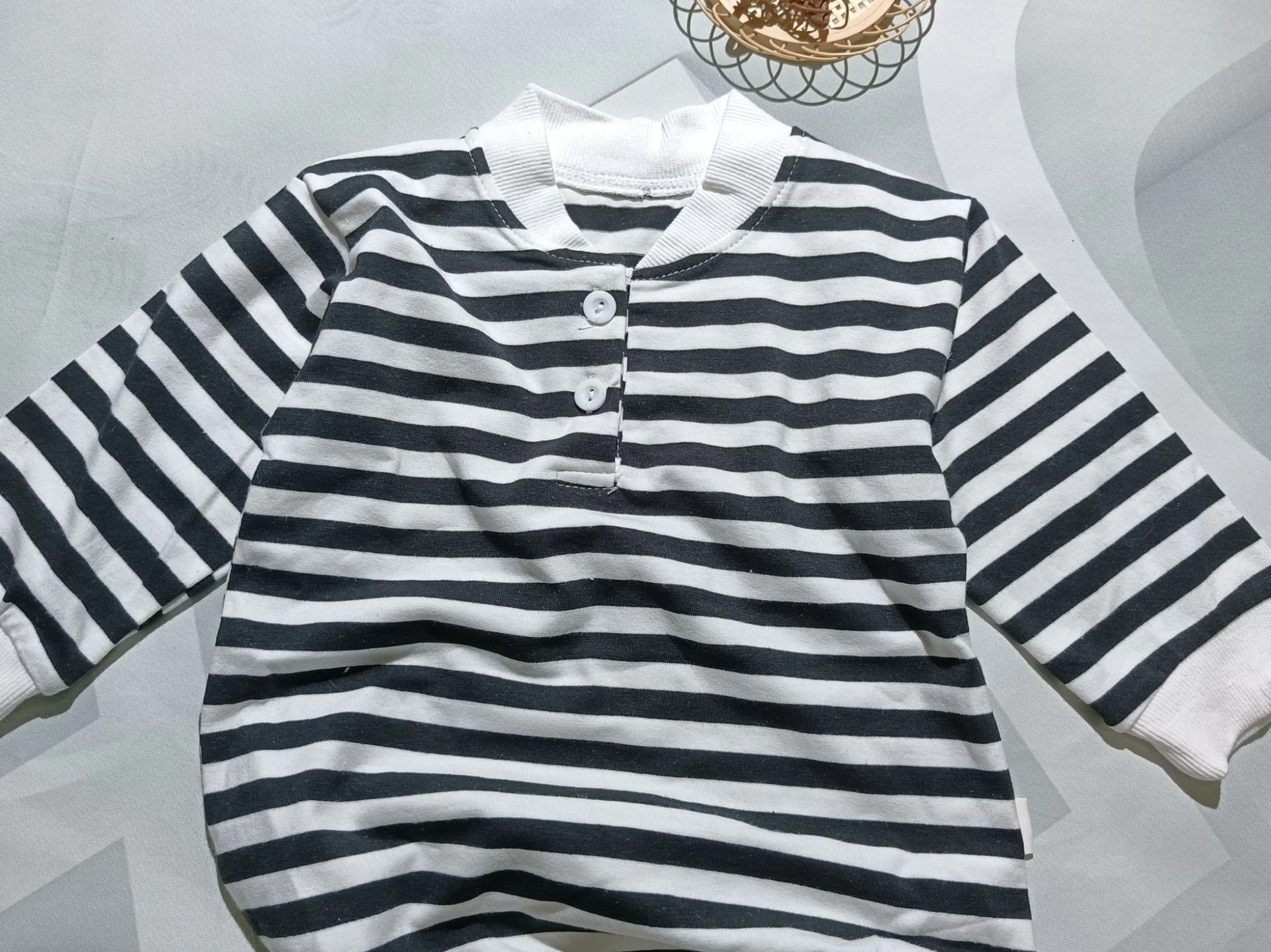 HY22001 Autumn Baby Romper Long Sleeve Striped Crawling Suit Casual Unisex Infant Bottom Cover Trendy Children's Clothing
