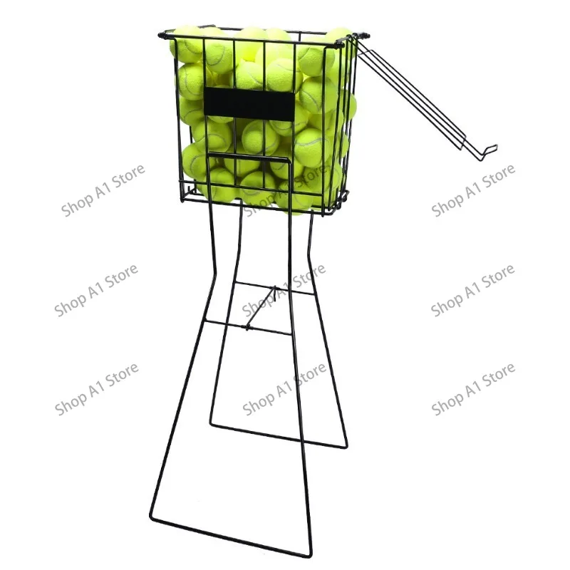 Rolling Tennis Ball Collector Cart with Wheels, Down Press Tennis Ball Picker, Portable Movable Tennis Ball Hopper Basket