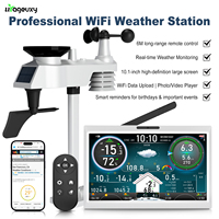 10.1 Inch HD TFT Display WiFi Weather Station Wireless Outdoor Sensor with Solar Remote Control Digital Photo Frame Alarm