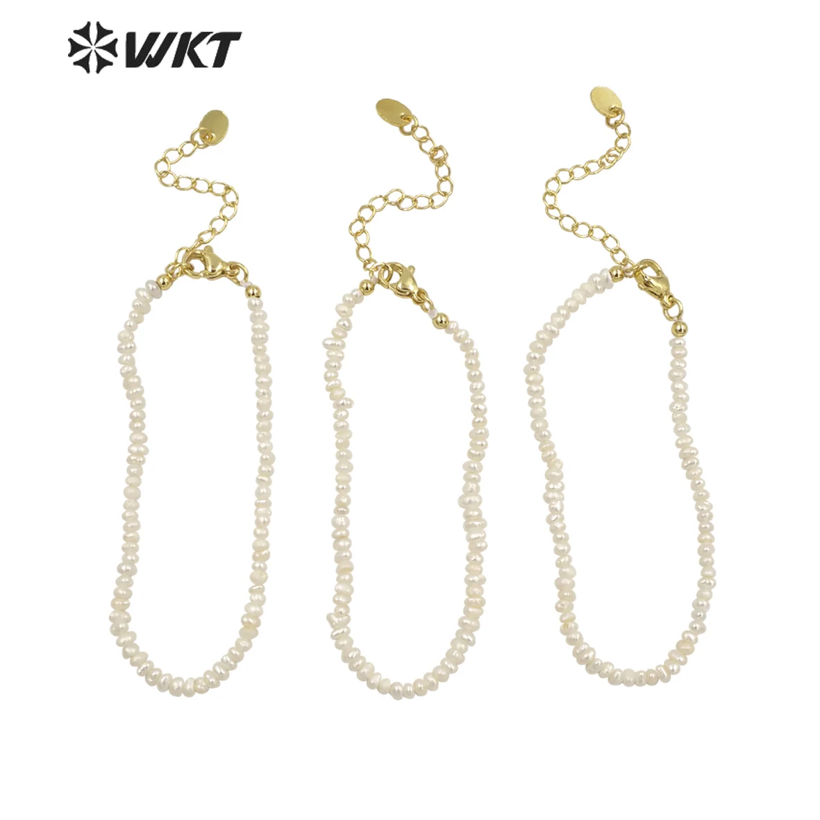 WT-MPB069 Precious Beads Freshwater Tiny Pearl Bracelet With Gold Plated Extend Chain For Elegant Ladies Birthday Gift