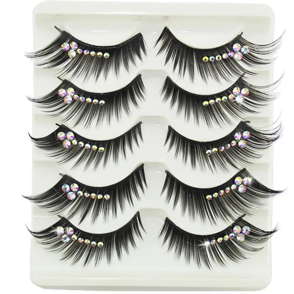 fiber Shiny Spiky Glitter Eye Extension Fuffy Lashes Diamond Manga Lashes Thick Long Eye Lashes Cat Eye False Eyelashes