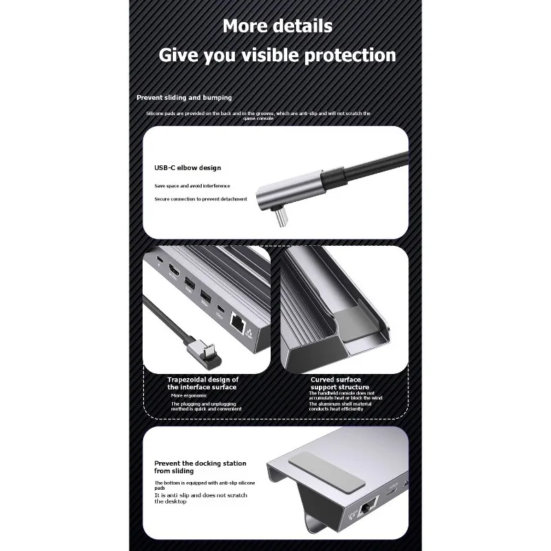 

ROG Gaming Expansion Dock 6-In-1 Handheld Hub For Steam Deck, Type-C Notebook Converter Adapter