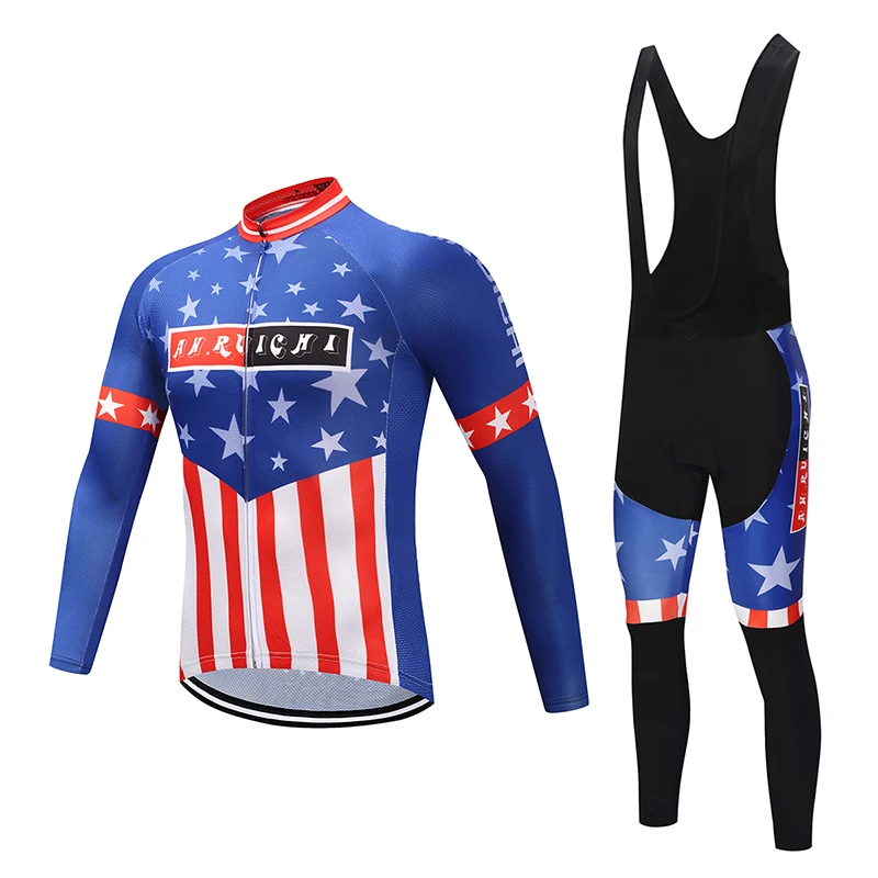 

Men Long Sleeve Bicycle Cycling Sets Anti-sweat Stars and Stripes 3D Padding Cushion Sport Jerseys Customized/Wholesale Service