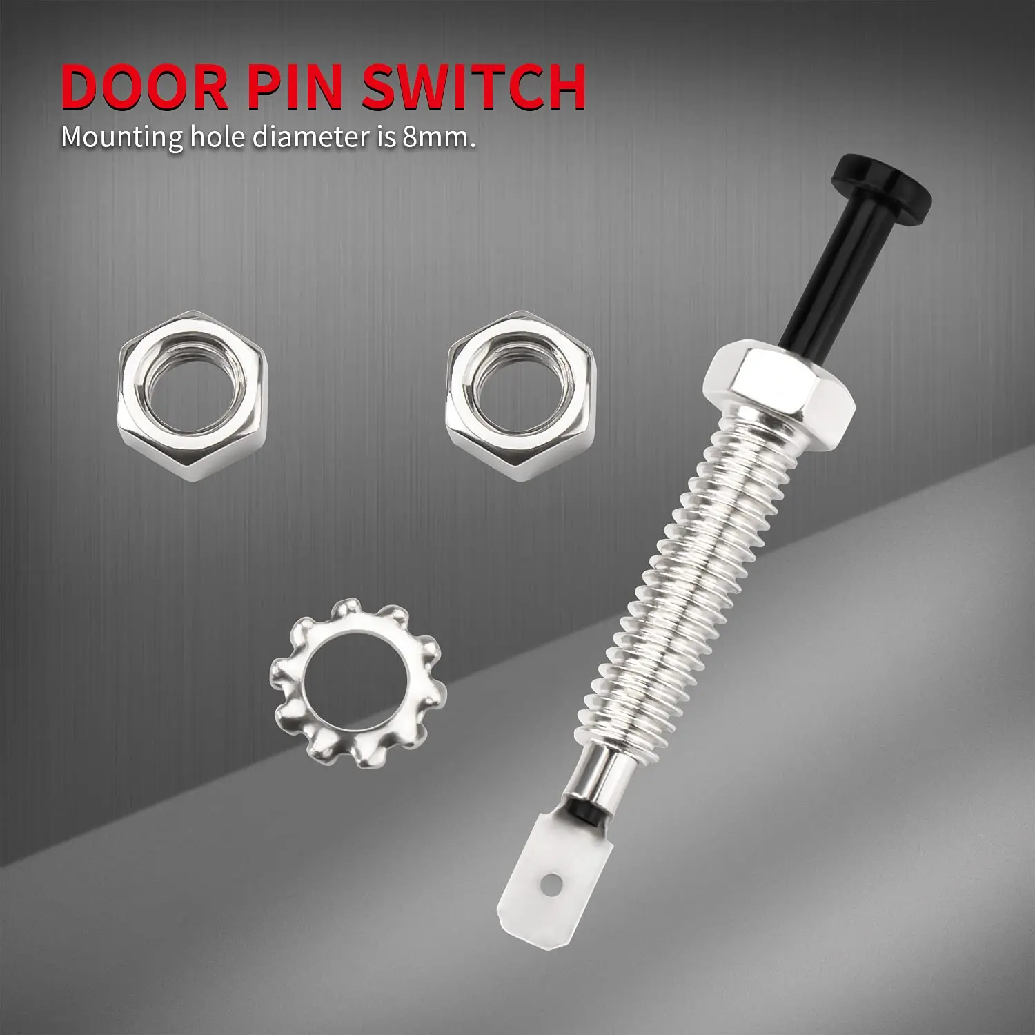 5PCS Hood Door Pin Switch 8MM Car Auto Trunk Adjustable Alarm Security ON Off Momentary 20A 12VDC