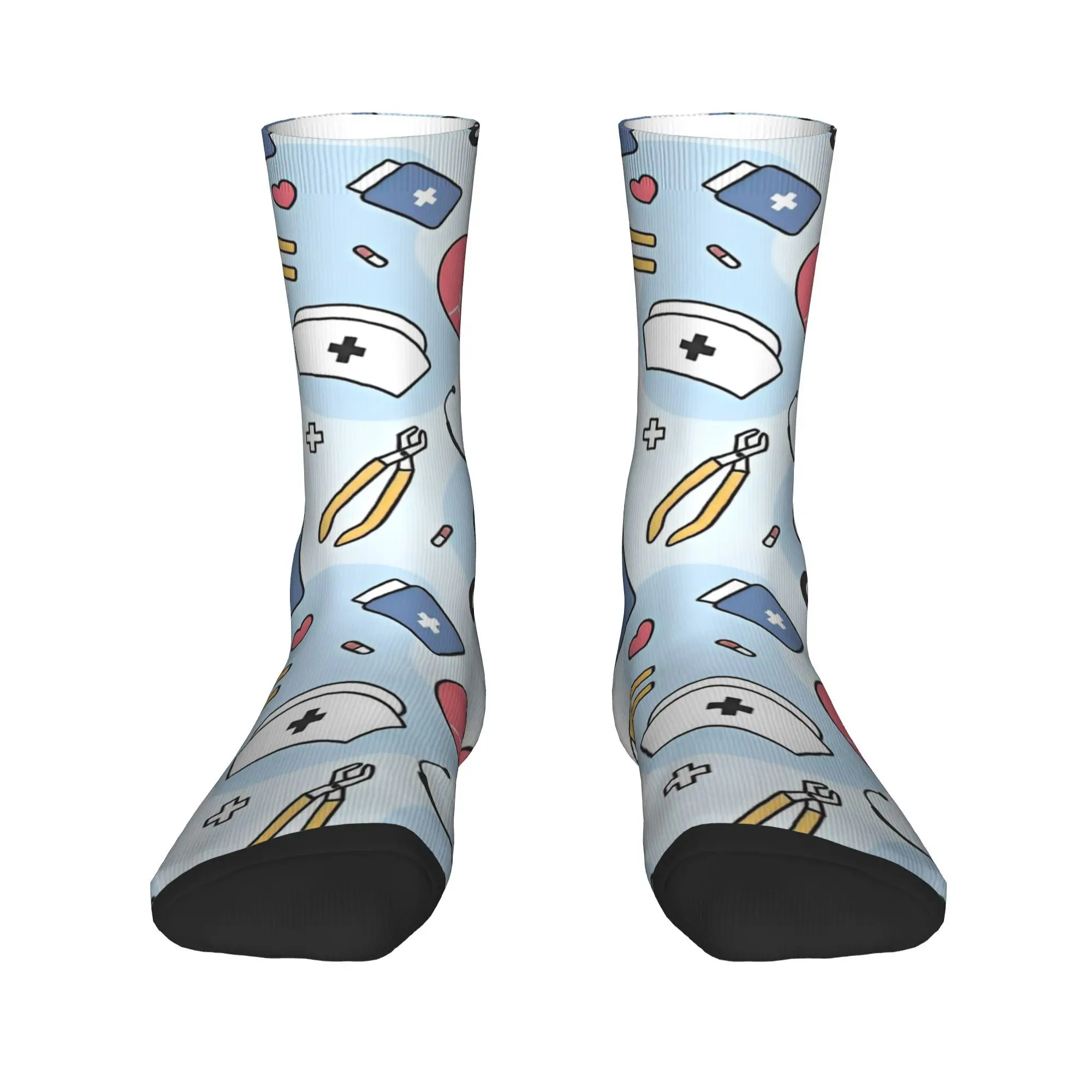 Nurse First Aid Cartoon Print   Stockings  Printed Vintage Socks Autumn Anti Skid Socks Adults Men Running Comfortable Socks